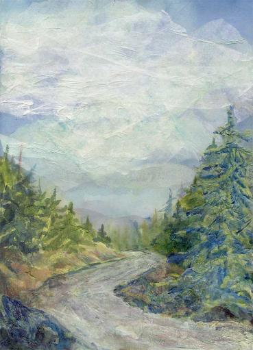 On Our Way, a view along a wooded county road in North Idaho